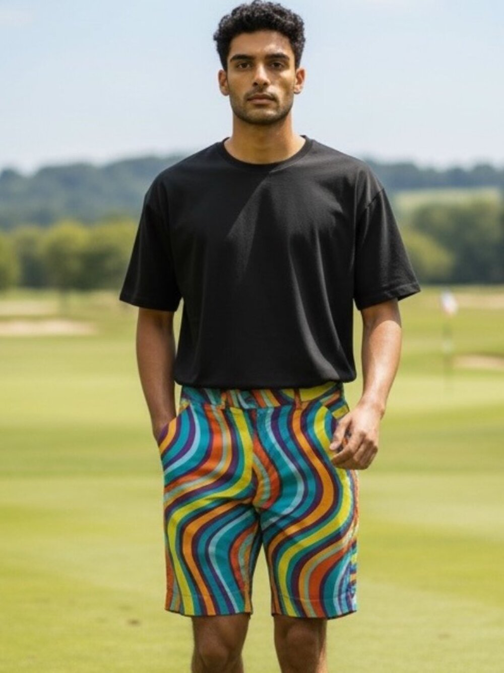 Loudmouth LM Mens Heritage Shorts 32 Multi Mojo Splash Golf